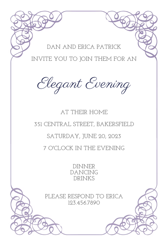 Decorative Corners Printable Party Invitation Template (Free